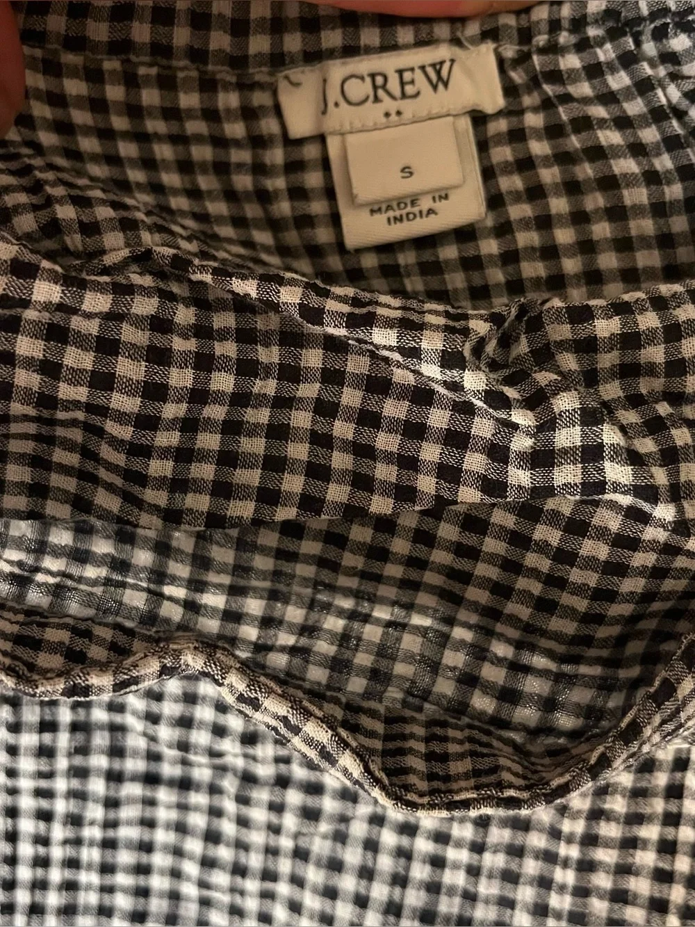 J crew 100% Cotton Black & White Gingham Tie-Strap tube top Cami Top